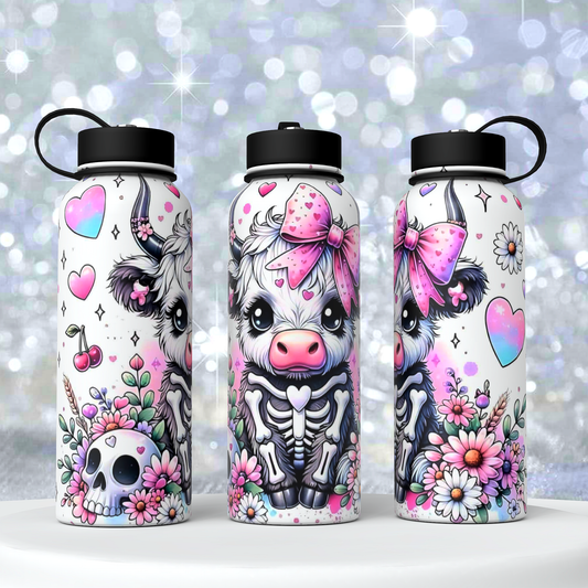 Skeleton Cow water bottle